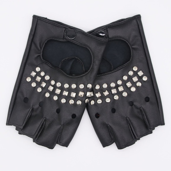 🍒 3PC SET HAT BOOTS GLOVES CHAIN STUD PUNK HIGH HEEL PLATFORM FINGERLESS GOTHIC - Picture 6 of 16